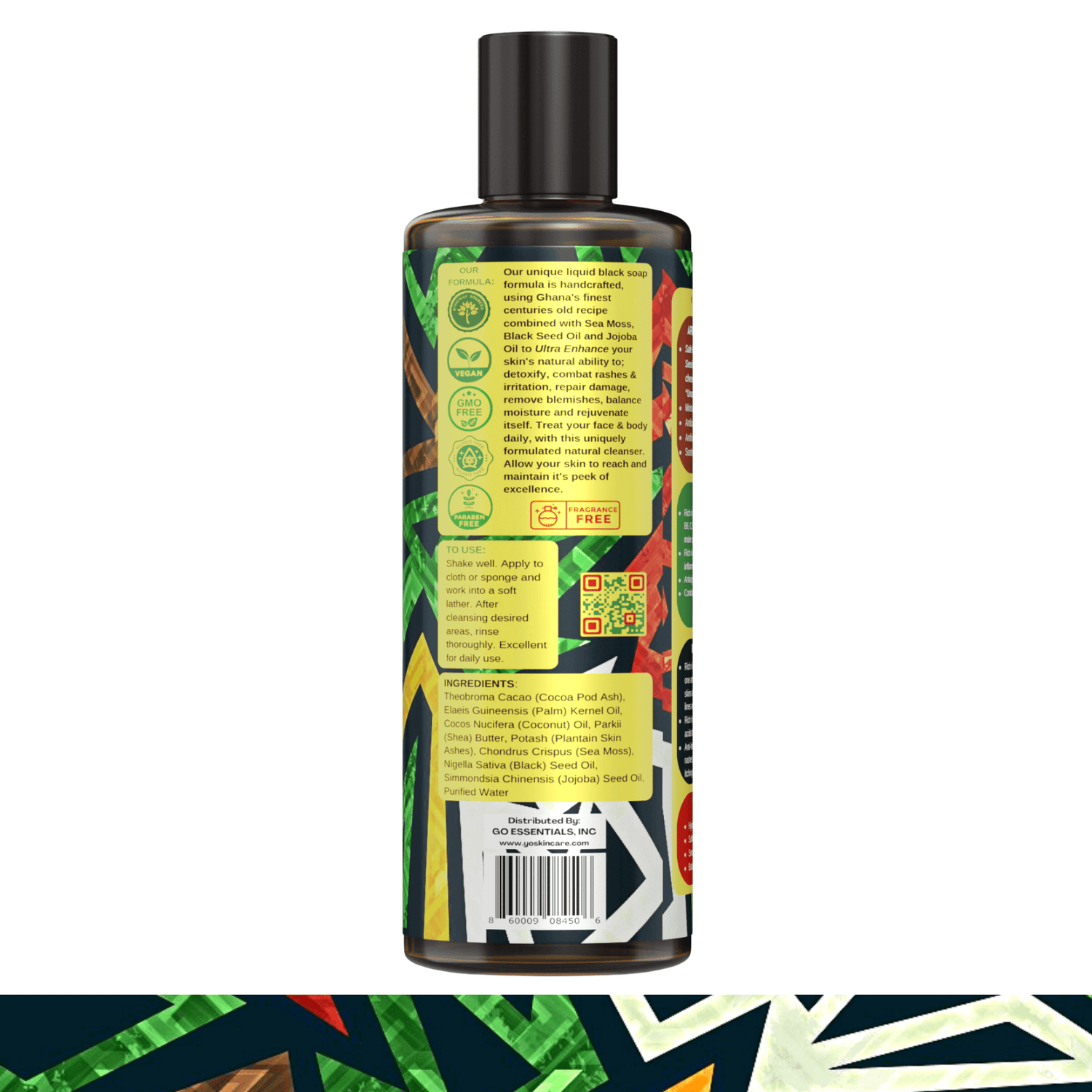 African Black Soap with Sea Moss, Black Seed &amp; Jojoba Oil, Face &amp; Body Wash, Unscented, 8 oz